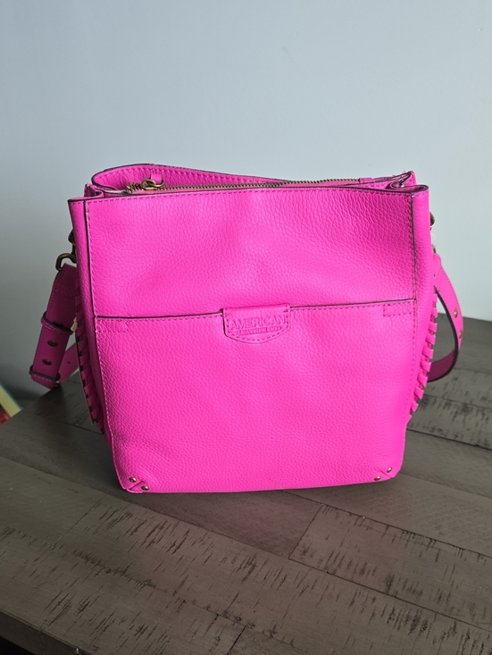 American Leather Co. Handbags - AMERICAN LEATHER CO Bright Pink Leather Crossbody Bag